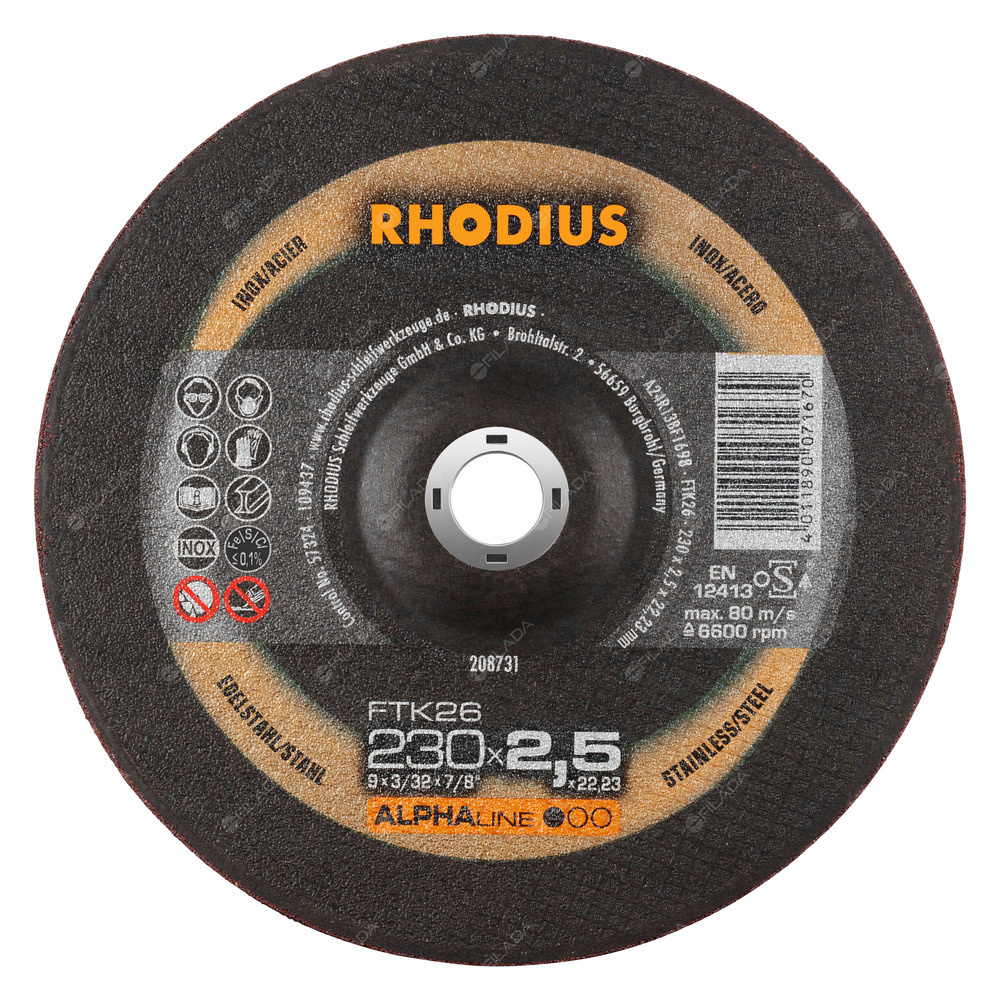 RHODIUS řezný kotouč FTK26 230x2,0x22 ALPHAline na nerez 208731