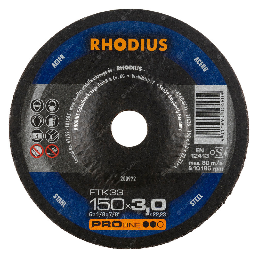 RHODIUS řezný kotouč FTK33 150x3,0x22 PROline na ocel -  RHODIUS řezný kotouč FTK33 150x3,0x22 PROline na ocel 200922