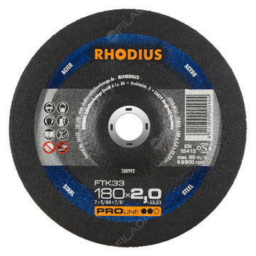  RHODIUS řezný kotouč FTK33 180x2,0x22 PROline na ocel 200992