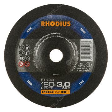 RHODIUS řezný kotouč FTK33 180x3,0x22 PROline na ocel 200928