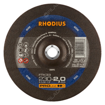 RHODIUS řezný kotouč FTK33 230x2,0x22 PROline na ocel 200995