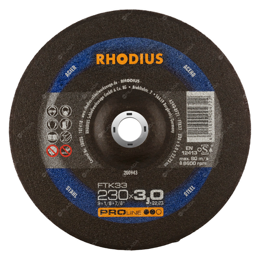 RHODIUS řezný kotouč FTK33 230x3,0x22 PROline na ocel - RHODIUS řezný kotouč FTK33 230x3,0x22 PROline na ocel 200943
