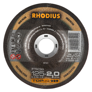 RHODIUS řezný kotouč FTK38 125x2,0x22 TOPline na nerez 207441