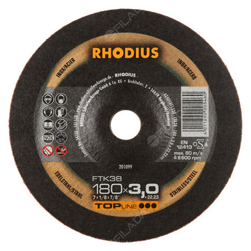  RHODIUS řezný kotouč FTK38 180x3,0x22 TOPline na nerez 201099