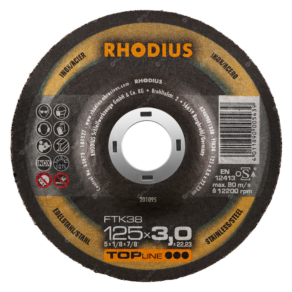  RHODIUS řezný kotouč FTK38 125x3,0x22 TOPline na nerez 201095
