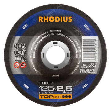  RHODIUS řezný kotouč FTK67 125x2,5x22 TOPline na ocel 202398
