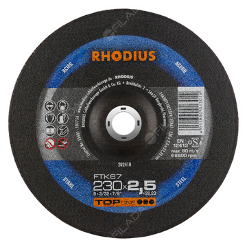 RHODIUS řezný kotouč FTK67 230x2,5x22 TOPline na ocel 202410