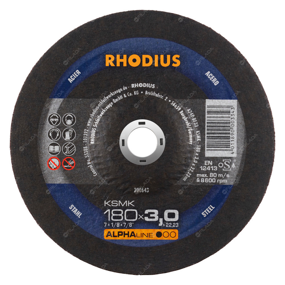  RHODIUS řezný kotouč KSMK 180x3,0x22 ALPHAline na ocel 200643