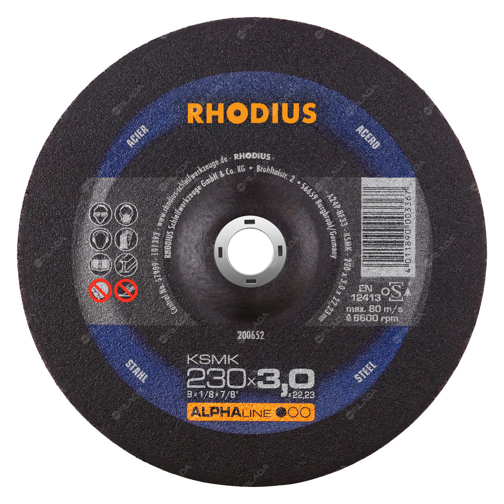 RHODIUS řezný kotouč KSMK 230x3,0x22 ALPHAline na ocel - RHODIUS řezný kotouč KSMK 230x3,0x22 ALPHAline na ocel 200652