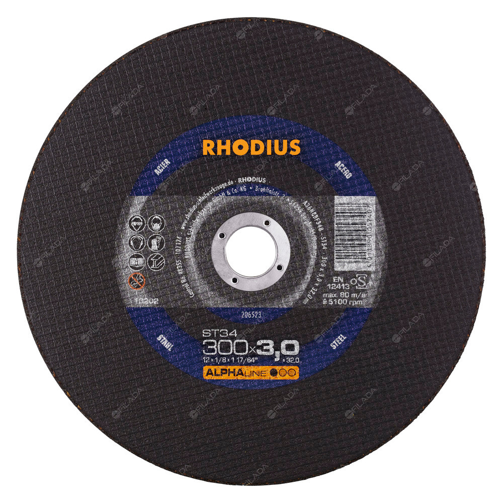 RHODIUS řezný kotouč ST34 300x3,0x32 ALPHAline na ocel - RHODIUS řezný kotouč ST34 300x3,0x32 ALPHAline na ocel 206523