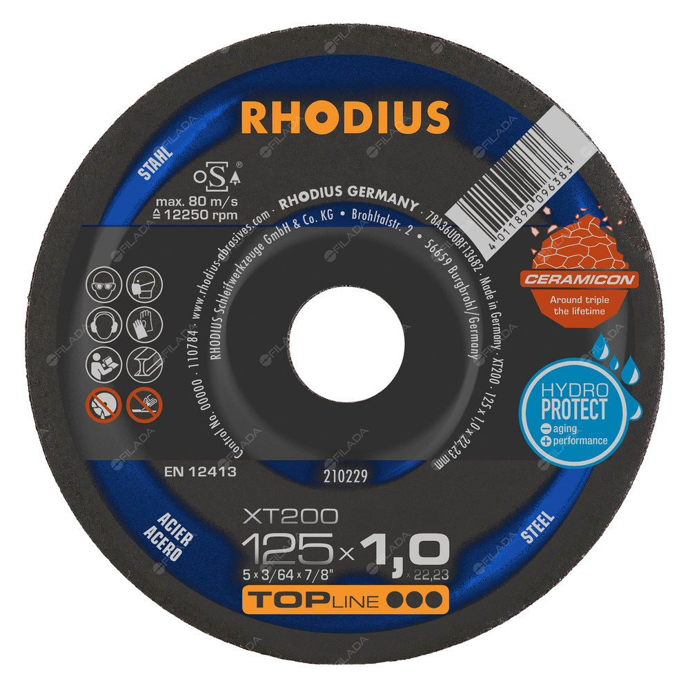 RHODIUS řezný kotouč XT200 125x1,0x22 TOPline na ocel - RHODIUS řezný kotouč XT200 125x1,0x22 TOPline na ocel 210229