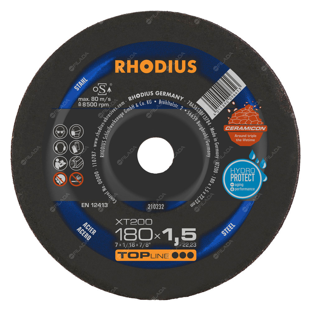 RHODIUS řezný kotouč XT200 180x1,5x22 TOPline na ocel - RHODIUS řezný kotouč XT200 180x1,5x22 TOPline na ocel 210232