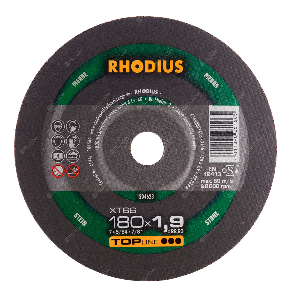 RHODIUS řezný kotouč XT66 180x1,9x22 TOPline na kámen -  RHODIUS řezný kotouč XT66 180x1,9x22 TOPline na hliník 204623