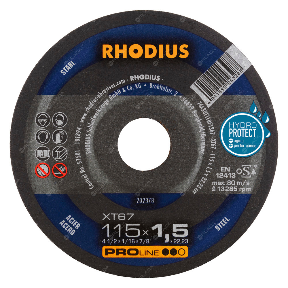 RHODIUS řezný kotouč XT67 115x1,5x22 PROline na ocel -  RHODIUS řezný kotouč XT67 115x1,5x22 PROline na ocel 202378