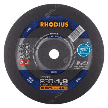  RHODIUS řezný kotouč XT67 230x1,9x22 PROline na ocel 205711