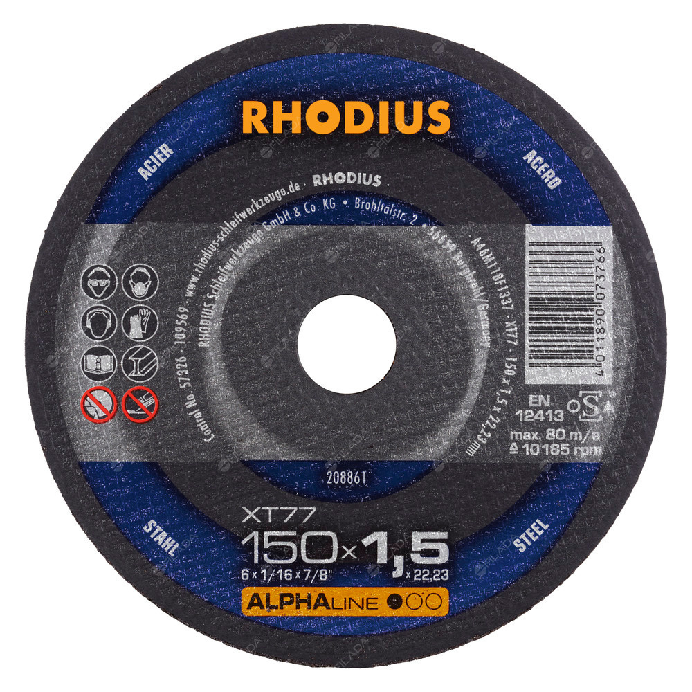  RHODIUS řezný kotouč XT77 150x1,5x22 ALPHAline na ocel 208861