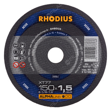  RHODIUS řezný kotouč XT77 150x1,5x22 ALPHAline na ocel 208861
