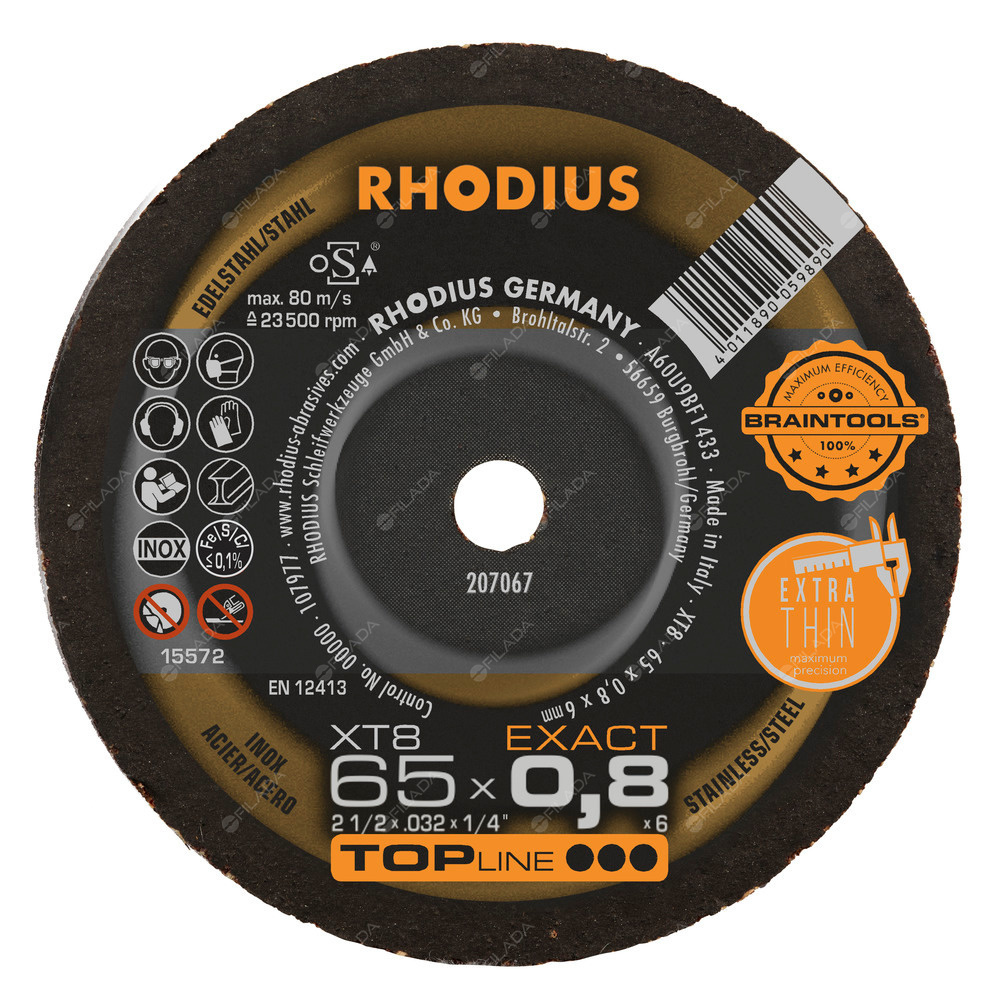 RHODIUS řezný kotouč XT8 EXACT MINI 65x0,8x6 TOPline na nerez - RHODIUS řezný kotouč XT8 EXACT MINI 65x0,8x6 TOPline na nerez 207067