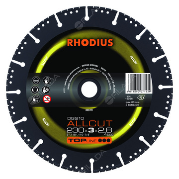 RHODIUS diamantový řezný kotouč DG210 ALLCUT 230x3,0x2,8x22