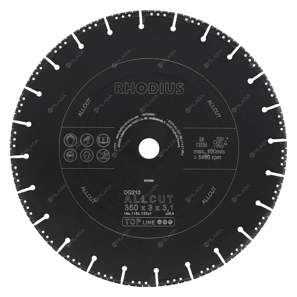 RHODIUS diamantový řezný kotouč DG210 ALLCUT 350x3,0x3,1x25,4