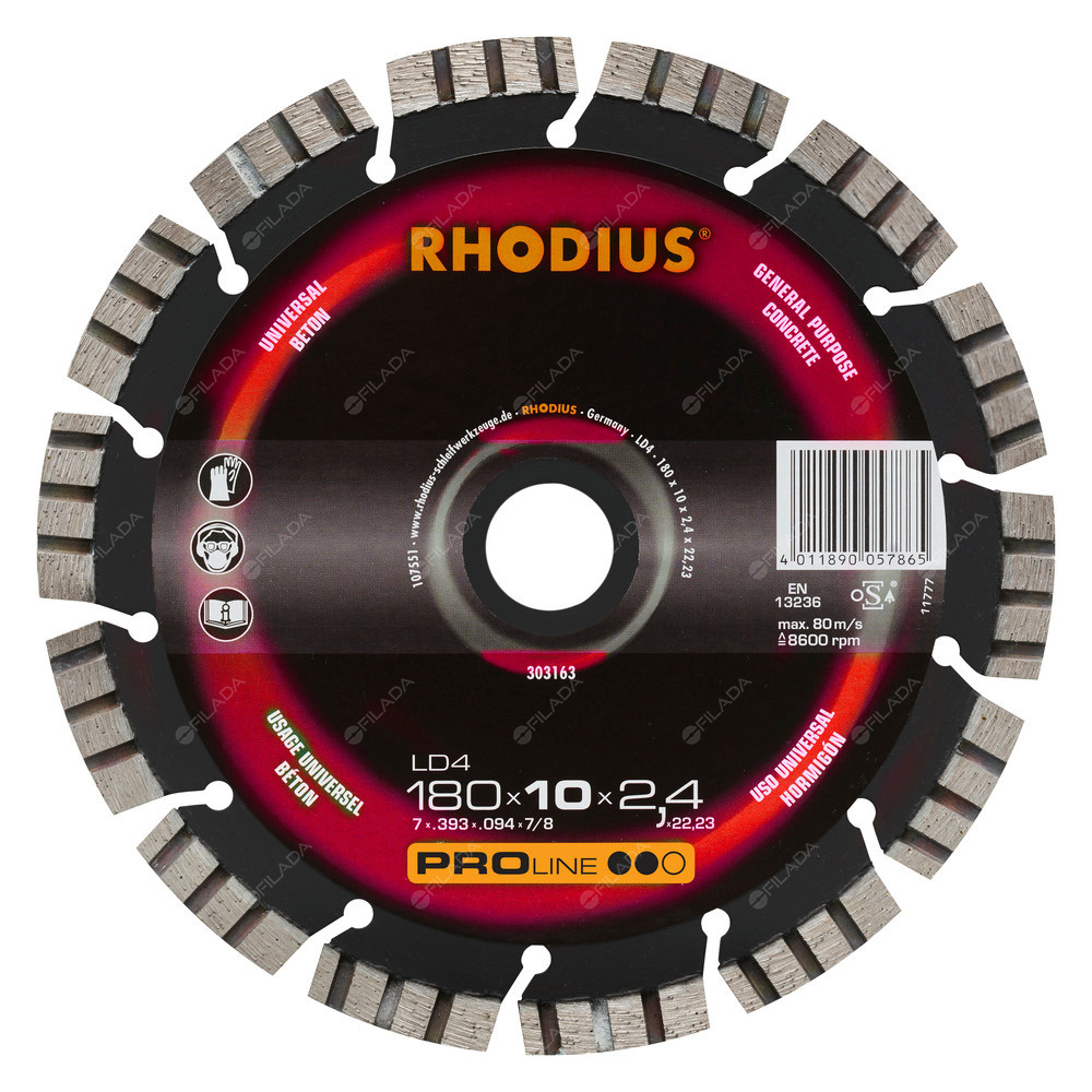 RHODIUS diamantový řezný kotouč LD4 180x12,0x2,4x22