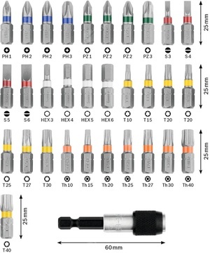 BOSCH sada bitů s držákem v boxu 32ks - 2607017319