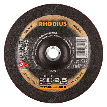 RHODIUS řezný kotouč FTK38 230x2,5x22 TOPline na nerez 207443