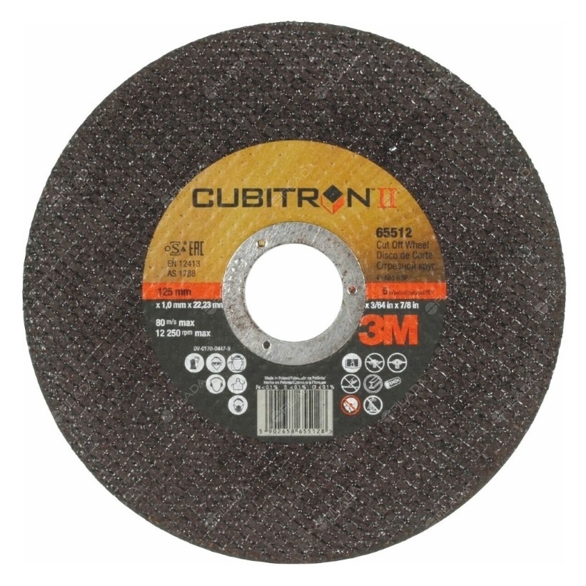 3M 65512 řezný kotouč Cubitron ll 125x1,0x22 na ocel a nerez -  3M řezný kotouč CUBITRON ll 125x1,0x22 INOX 65512 7100094901