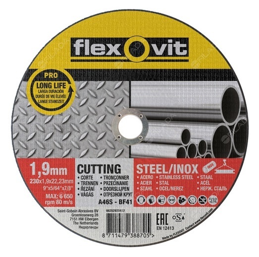 FLEXOVIT řezný kotouč PRO 230x1,9x22 na ocel a nerez -  FLEXOVIT řezný kotouč PROlonglife 230x1,9x22 na nerez 66252920412