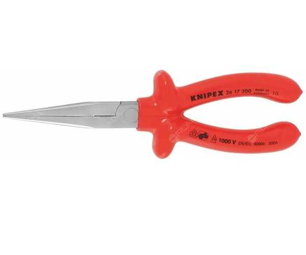 Kleště ploché oblé VDE KNIPEX smáčené chrom 200mm rovné 2617200