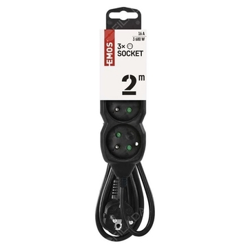EMOS prodlužovací kabel 3 zásuvky 2m černý PC0312 -  EMOS prodlužovací kabel 3 zásuvky 2m černý PC0312 1902230200