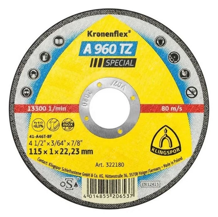 KLINGSPOR řezný kotouč A960TZ SPECIAL 115x1,0x22 ocel, nerez 322180
