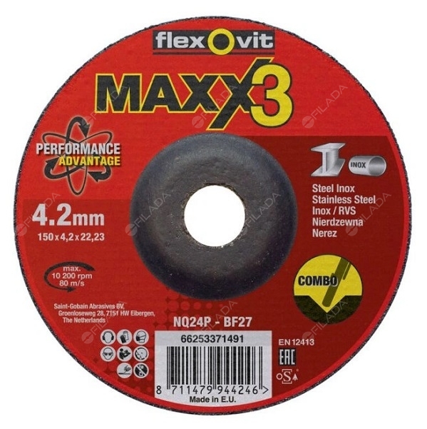 FLEXOVIT brusný kotouč MAXX3 150x4,2x22 INOX 66253371491