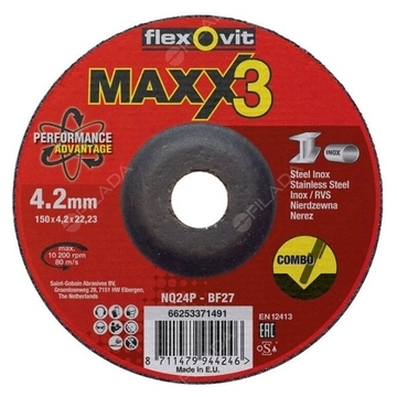 FLEXOVIT brusný kotouč MAXX3 150x4,2x22 INOX 66253371491