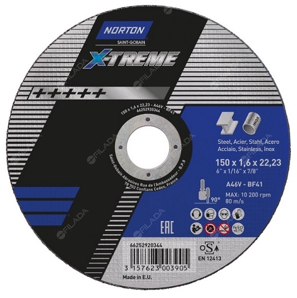 NORTON řezný kotouč X-TREME 150x1,6x22 INOX 66252920344