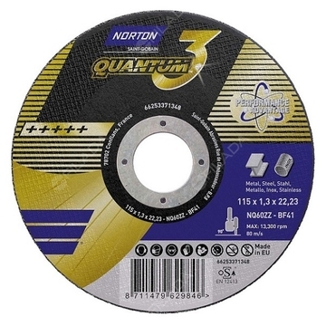 NORTON řezný kotouč QUANTUM3 115x1,3x22 CERAMIC INOX 66253371348