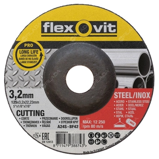 FLEXOVIT řezný kotouč PRO 125x3,2x22 na ocel a nerez 66252920414