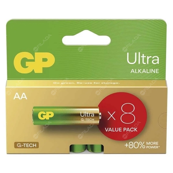 GP Ultra G-TECH alkalická baterie LR6/AA B02238 bal. 8ks 1014228000