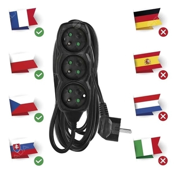 EMOS prodlužovací kabel 3 zásuvky 3m černý PC0315R - EMOS prodlužovací kabel 3 zásuvky 3m černý PC0315R 1902230301