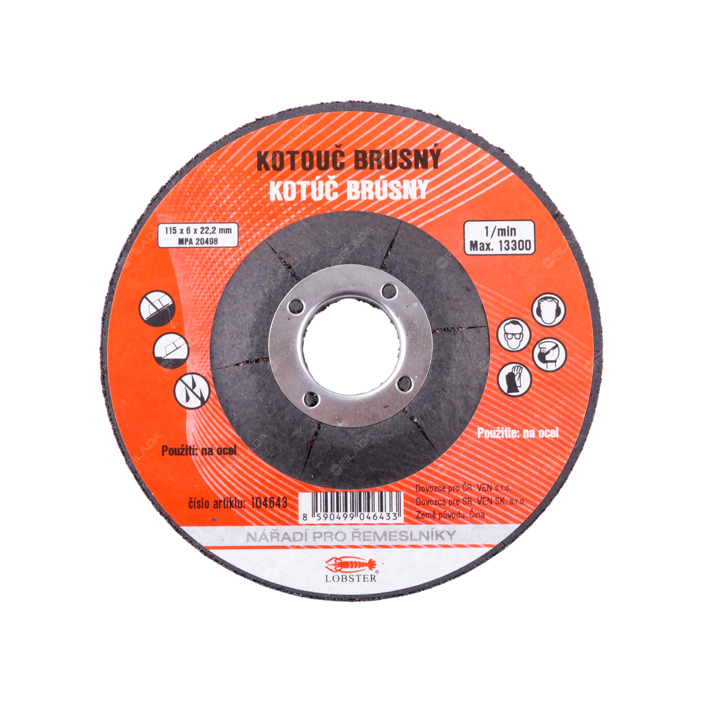 LOBSTER brusný kotouč 115x6,0x22 na ocel - 104643