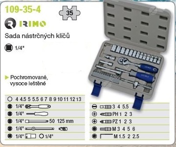 IRIMO sada 1/4'' 6hr. nástrčných hlavic 1/4 35ks