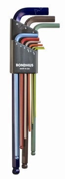 BONDHUS sada inbus L-klíčů s kuličkou LONG COLOR 1,5-10mm/9ks 