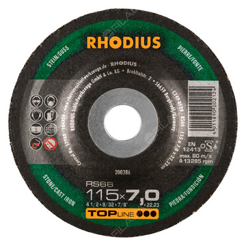  RHODIUS brusný kotouč RS66 115x7,0x22 TOPline na kámen a litinu 200386