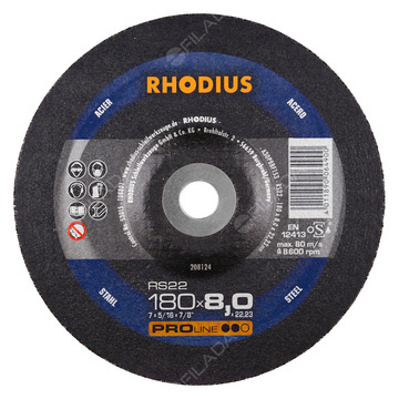  RHODIUS brusný kotouč RS22 180x8,0x22 PROline na ocel a litinu 208124