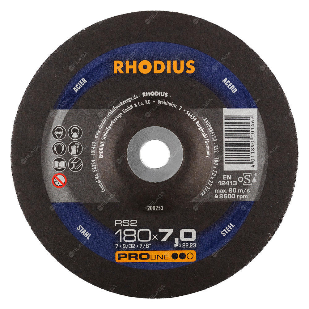 RHODIUS brusný kotouč RS2 180x7,0x22 PROline na ocel - RHODIUS brusný kotouč RS2 180x7,0x22 PROline na ocel 200253