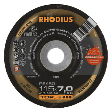  RHODIUS brusný kotouč RS480 115x7,0x22 TOPline na ocel, nerez a litinu 210238