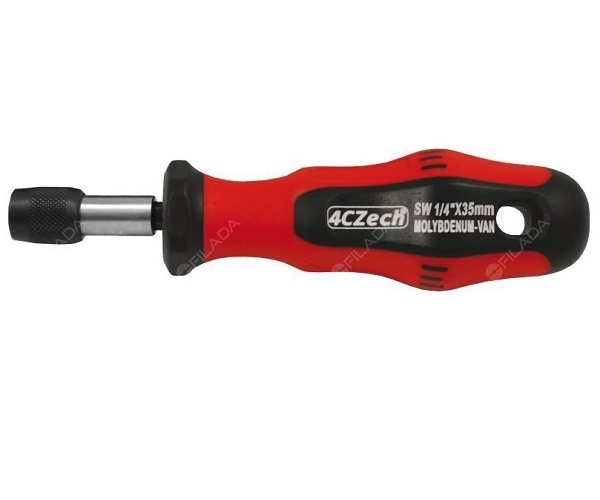 4CZech rukojeť s mechanickým držákem pro 1/4'' bity s pojistkou - 4CZech rukojeť s mechanickým držákem pro 1/4'' bity s pojistkou 4CZ-8320-18